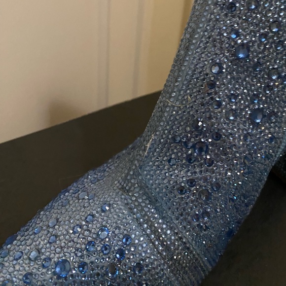 Betsey Johnson Cady Blue Sequin Pointed Toe Heeled Ankle Boot - Picture 10 of 17